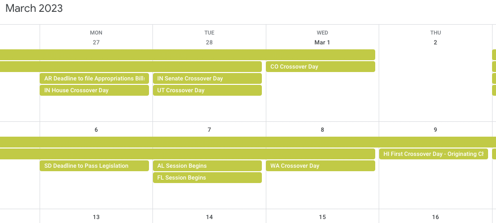 The 2024 State Legislative Sessions Calendar